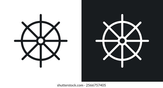 Ship wheel icons in Thin line black color. flat simple vector symbols illustration.