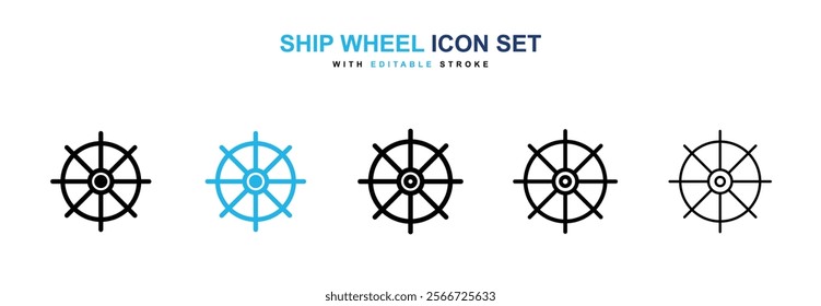 Ship wheel icons vector collection pack.