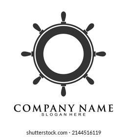 Ship wheel illustration vector logo