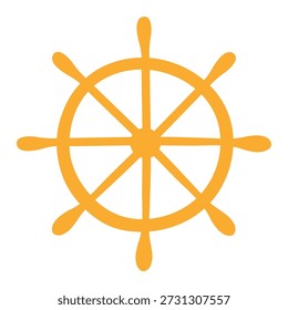 Rueda de la nave aislada sobre fondo transparente. Dibujado a mano Ilustración vectorial plana. Impresión náutica para niños, elemento de diseño, arte de Clip. Parte de barco, barco, yate, submarino, dirigible