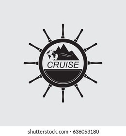 The ship wheel and a lighthouse in the center. The emblem on the marine theme.