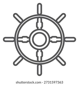 Ícone da linha da roda do navio. Símbolo de viagem à vela