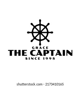 ship wheel logo. Captain logo premium vector