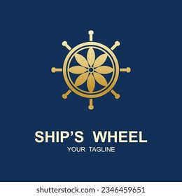 Ship wheel logo design template.  Nautical icon design