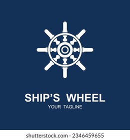 Ship wheel logo design template.  Nautical icon design
