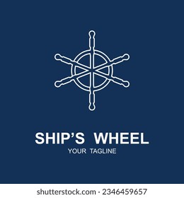 Plantilla de diseño del logotipo de la rueda de envío.  Diseño de iconos náuticos