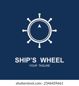 Ship wheel logo design template.  Nautical icon design