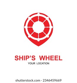 Ship wheel logo design template.  Nautical icon design