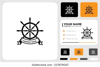 Ship wheel logo design vector