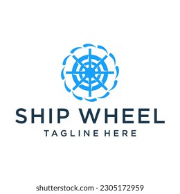 ship wheel logo design vector template