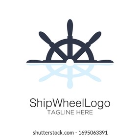 ship wheel logo vector design concept