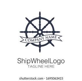 ship wheel logo vector design concept