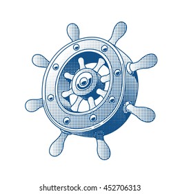 Ship wheel marine tattoo vector illustration boats helm
