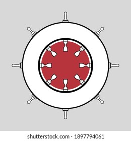 Ship wheel marine vector illustration isolated on white background.