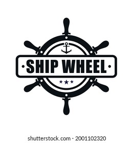 ship wheel maritime logo design template, vector illustration.