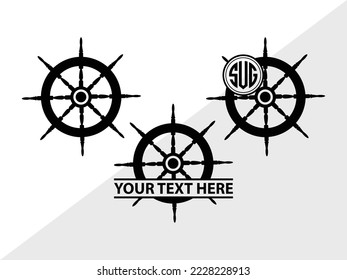 Ship Wheel monogram Printable Vector Illustration