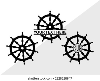 Ship Wheel monogram Printable Vector Illustration