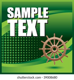 ship wheel on green halftone template banner