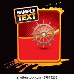 ship wheel on orange grungy banner template