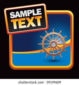 ship wheel on stylized banner