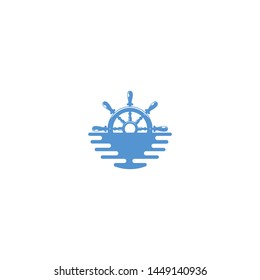 Ship wheel on white background. Nautical icon design.