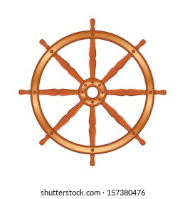 Ship wheel on white background, vector eps10 illustration