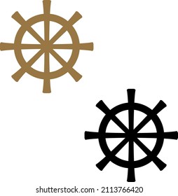 Rueda de barco sobre fondo blanco. Diseño de iconos náuticos. con marrón y negro