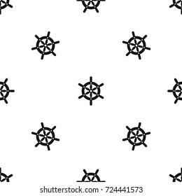 Ship wheel pattern repeat seamless in black color for any design. Vector geometric illustration