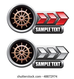ship wheel red and white arrow nameplates