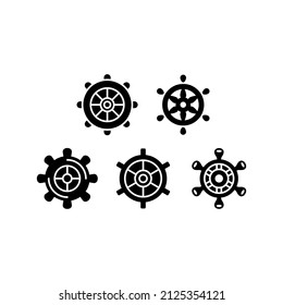 Ship Wheel set icon isolated on white background