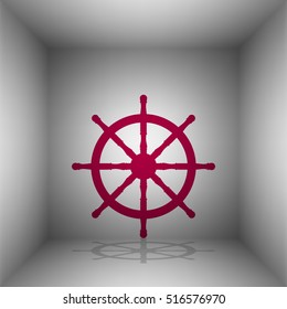 Ship wheel sign. Bordo icon with shadow in the room.