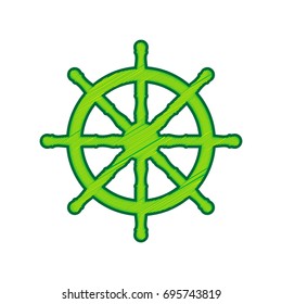 Ship wheel sign. Vector. Lemon scribble icon on white background. Isolated
