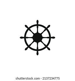 ship wheel silhouette vector design for logo icon