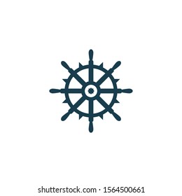 Ship wheel steering symbol vector icon