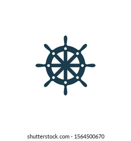 Ship wheel steering symbol vector icon