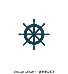 Ship wheel steering symbol vector icon