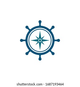 Ship wheel steering symbol vector icon illustration