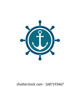 Ship wheel steering symbol vector icon illustration