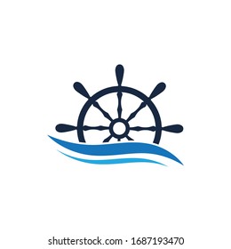 Ship wheel steering symbol vector icon illustration