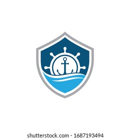 Ship wheel steering symbol vector icon illustration