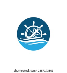 Ship wheel steering symbol vector icon illustration