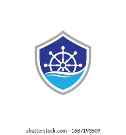 Ship wheel steering symbol vector icon illustration