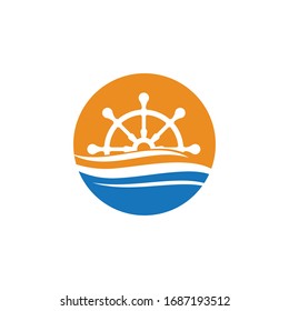 Ship wheel steering symbol vector icon illustration