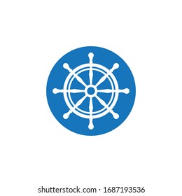 Ship wheel steering symbol vector icon illustration