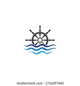 Ship wheel steering symbol vector icon illustration
