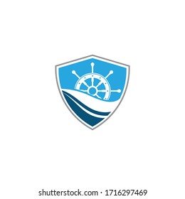 Ship wheel steering symbol vector icon illustration