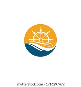 Ship wheel steering symbol vector icon illustration
