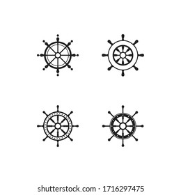 Ship wheel steering symbol vector icon illustration