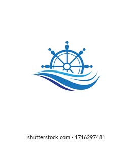 Ship wheel steering symbol vector icon illustration