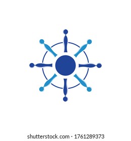 Ship wheel steering symbol vector icon illustration